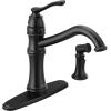 imageMoen Belfield Oil Rubbed Bronze Traditional One Handle High Arc Kitchen Faucet with Side Spray and Optional Deckplate Included 7245ORBMatte Black