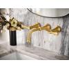 imageMoen Colinet Brushed Gold Traditional Lever Handle Wall Mount 8quot Widespread Bathroom Faucet Trim Valve Required TS44104BG