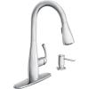 imageMoen Essie Mediterranean Bronze MotionSense Wave OneHandle Touchless Kitchen Faucet with Pulldown Sprayer and Soap Dispenser 87014EWBRBChrome