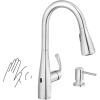 imageMoen Essie Mediterranean Bronze MotionSense Wave OneHandle Touchless Kitchen Faucet with Pulldown Sprayer and Soap Dispenser 87014EWBRBChrome