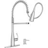 imageMoen Essie Mediterranean Bronze MotionSense Wave OneHandle Touchless Kitchen Faucet with Pulldown Sprayer and Soap Dispenser 87014EWBRBChrome