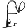 imageMoen Essie Mediterranean Bronze MotionSense Wave OneHandle Touchless Kitchen Faucet with Pulldown Sprayer and Soap Dispenser 87014EWBRBMatte Black