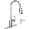 imageMoen Essie Mediterranean Bronze MotionSense Wave OneHandle Touchless Kitchen Faucet with Pulldown Sprayer and Soap Dispenser 87014EWBRBSpot Resist Stainless