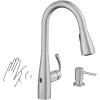imageMoen Essie Mediterranean Bronze MotionSense Wave OneHandle Touchless Kitchen Faucet with Pulldown Sprayer and Soap Dispenser 87014EWBRBSpot Resist Stainless