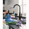 imageMoen Haelyn Matte Black SingleHandle PullDown Sprayer Kitchen Faucet Featuring Power Boost for a Faster Clean Soap Dispenser Included 87627BLMatte Black