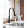 imageMoen Haelyn Matte Black SingleHandle PullDown Sprayer Kitchen Faucet Featuring Power Boost for a Faster Clean Soap Dispenser Included 87627BLMatte Black