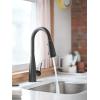 imageMoen Haelyn Matte Black SingleHandle PullDown Sprayer Kitchen Faucet Featuring Power Boost for a Faster Clean Soap Dispenser Included 87627BLMatte Black