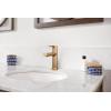 imageMoen Meena Matte Black OneHandle Single Hole Modern Bathroom Sink Faucet with Optional Deckplate and Drain Assembly 84794BLBronzed Gold