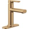 imageMoen Meena Matte Black OneHandle Single Hole Modern Bathroom Sink Faucet with Optional Deckplate and Drain Assembly 84794BLBronzed Gold