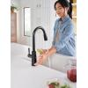 imageMoen Riley Chrome OneHandle Pulldown Kitchen Faucet Featuring Power Boost for a Faster Clean and Reflex Docking System for the Spray Head Modern Kitchen Sink Faucet 7402CMatte Black