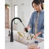 imageMoen Riley Chrome OneHandle Pulldown Kitchen Faucet Featuring Power Boost for a Faster Clean and Reflex Docking System for the Spray Head Modern Kitchen Sink Faucet 7402CMatte Black