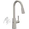 imageMoen Riley Chrome OneHandle Pulldown Kitchen Faucet Featuring Power Boost for a Faster Clean and Reflex Docking System for the Spray Head Modern Kitchen Sink Faucet 7402CSpot Resist Stainless