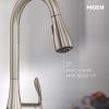 imageMoen Riley Chrome OneHandle Pulldown Kitchen Faucet Featuring Power Boost for a Faster Clean and Reflex Docking System for the Spray Head Modern Kitchen Sink Faucet 7402CChrome