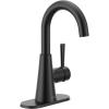 imageMoen Ronan Matte Black OneHandle Single Hole Modern Bathroom Sink Faucet with Optional Deckplate and Spring Loaded Drain Assembly 84021BL