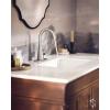 imageMoen Ronan Spot Resist Brushed Nickel OneHandle Single Hole Modern Bathroom Sink Faucet with Optional Deckplate and Spring Loaded Drain Assembly 84021SRN