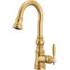 imageMoen S53004SRS Weymouth Shepherds Hook Pulldown Kitchen Bar Faucet Featuring Metal Wand with Power Clean Spot Resist StainlessBrushed Gold