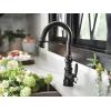 imageMoen S53004SRS Weymouth Shepherds Hook Pulldown Kitchen Bar Faucet Featuring Metal Wand with Power Clean Spot Resist StainlessMatte Black