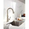 imageMoen S53004SRS Weymouth Shepherds Hook Pulldown Kitchen Bar Faucet Featuring Metal Wand with Power Clean Spot Resist StainlessPolished Nickel