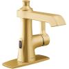 imageMoen S6981EWBG Flara Motionsense Wave Touchless Single Handle Bathroom Sink Faucet Brushed Gold