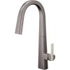 imageMoen S75005BL Nio Collection One Pulldown Kitchen Faucet with Power Clean Includes Secondary Finish Handle Option Matte BlackBlack Stainless