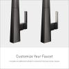 imageMoen S75005BL Nio Collection One Pulldown Kitchen Faucet with Power Clean Includes Secondary Finish Handle Option Matte BlackBlack Stainless