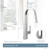 imageMoen S75005BL Nio Collection One Pulldown Kitchen Faucet with Power Clean Includes Secondary Finish Handle Option Matte BlackBlack Stainless