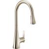 imageMoen Sinema Polished Nickel OneHandle High Arc Pulldown Kitchen Faucet featuring Power Boost and Reflex Accent Handle Included for Customizing S7235NL