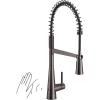imageMoen 5925EWBL Sleek Spring Pulldown Kitchen Faucet with Power Boost Matte BlackBlack Stainless