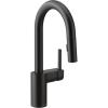 imageMoen 5965 One Handle Pulldown Bar Faucet with Power Clean Featuring Reflex ChromeMatte Black