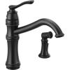 imageMoen Belfield Oil Rubbed Bronze Traditional One Handle High Arc Kitchen Faucet with Side Spray and Optional Deckplate Included 7245ORBMatte Black