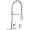 imageMoen Essie Mediterranean Bronze MotionSense Wave OneHandle Touchless Kitchen Faucet with Pulldown Sprayer and Soap Dispenser 87014EWBRBChrome