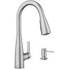 imageMoen Haelyn Matte Black SingleHandle PullDown Sprayer Kitchen Faucet Featuring Power Boost for a Faster Clean Soap Dispenser Included 87627BLSpot Resist Stainless