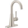 imageMoen Ronan Spot Resist Brushed Nickel OneHandle Single Hole Modern Bathroom Sink Faucet with Optional Deckplate and Spring Loaded Drain Assembly 84021SRN