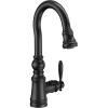 imageMoen S53004SRS Weymouth Shepherds Hook Pulldown Kitchen Bar Faucet Featuring Metal Wand with Power Clean Spot Resist StainlessMatte Black