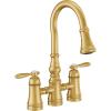 imageMoen S73204ORB Weymouth Two Handle Pulldown Bridge Kitchen Faucet Oil Rubbed BronzeBrushed Gold