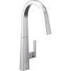 imageMoen S75005BL Nio Collection One Pulldown Kitchen Faucet with Power Clean Includes Secondary Finish Handle Option Matte BlackChrome