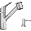 imageMoen Sombra Spot Resist Stainless SingleHandle PullOut Sprayer Kitchen Faucet with Soap Dispenser and Power Clean 87701SRS