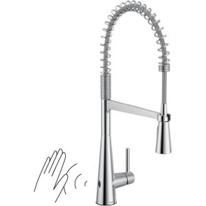 imageMoen 5925EWBL Sleek Spring Pulldown Kitchen Faucet with Power Boost Matte BlackChrome