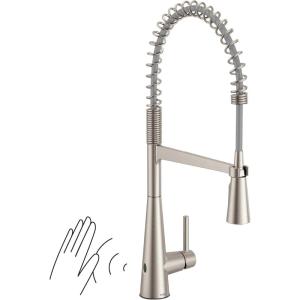 imageMoen 5925EWBL Sleek Spring Pulldown Kitchen Faucet with Power Boost Matte BlackSpot Resist Stainless