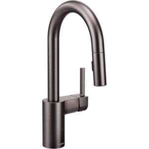 imageMoen 5965 One Handle Pulldown Bar Faucet with Power Clean Featuring Reflex ChromeBlack Stainless