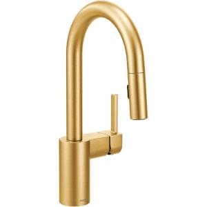 imageMoen 5965 One Handle Pulldown Bar Faucet with Power Clean Featuring Reflex ChromeBrushed Gold