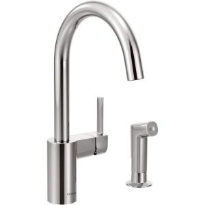 imageMoen 7165SRS Align OneHandle HighArc Modern Kitchen Faucet with Side Spray Spot Resist StainlessChrome