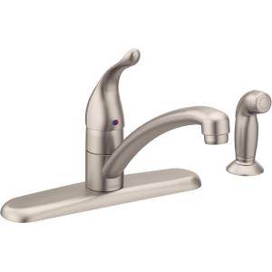 imageMoen 7430SRS Chateau OneHandle LowArc Kitchen Faucet with Side Sprayer Spot Resist Stainless