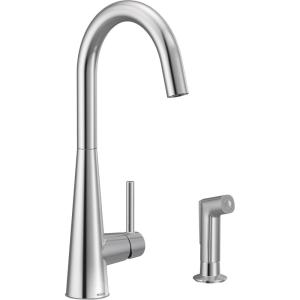 imageMoen 7870SRS Sleek OneHandle High Arc Kitchen Faucet with Side Spray Spot Resist StainlessChrome