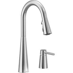 imageMoen 7871BL Sleek OneHandle High Arc Kitchen Faucet with InDeck Handle Matte BlackChrome