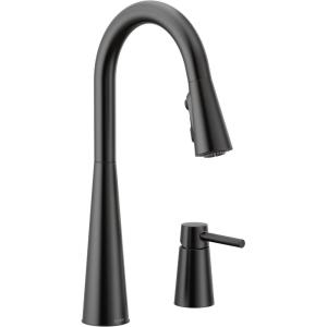 imageMoen 7871BL Sleek OneHandle High Arc Kitchen Faucet with InDeck Handle Matte BlackMatte Black