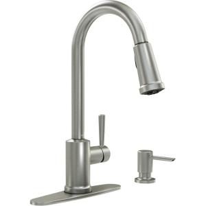 imageMoen 87090MSRS Indi Collection 1 Handle PullDown Kitchen Faucet Spot Resist Stainless Microban