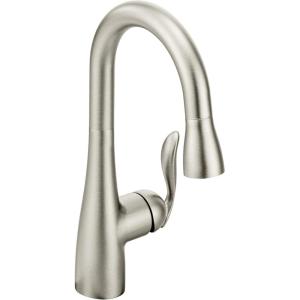 imageMoen Arbor Spot Resist Stainless OneHandle Pulldown Bar Faucet Featuring Reflex Single Hole Kitchen Sink Faucet 5995SRSSpot Resist Stainless
