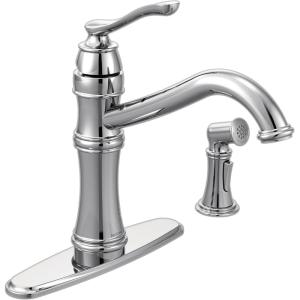 imageMoen Belfield Oil Rubbed Bronze Traditional One Handle High Arc Kitchen Faucet with Side Spray and Optional Deckplate Included 7245ORBChrome