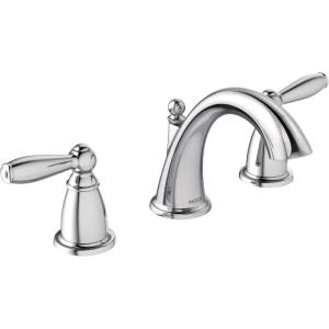 imageMoen Brantford Chrome TwoHandle High Arc Widespread Bathroom Sink Faucet for 3Hole Setups with Valve Included TV6620